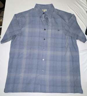 N#548 Haggar Short Sleeve Micro Plaid Button Down Shirt